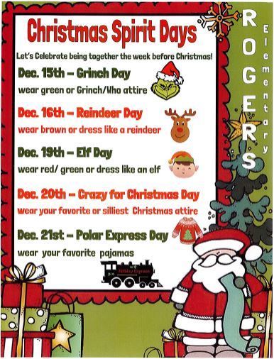 Rogers Elementary Christmas Dress Up Days